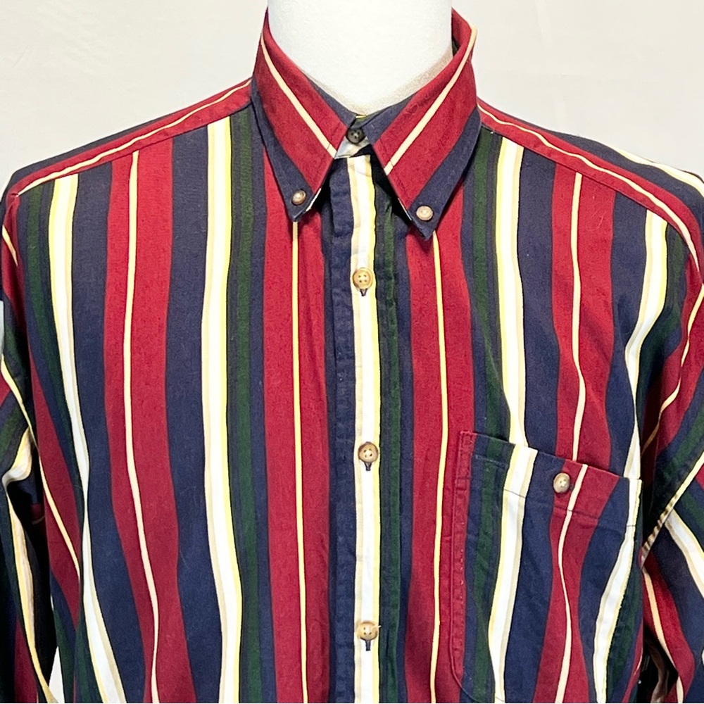 VINTAGE 90s Northern Explorer button down shirt‎ men’s striped 100% cotton XL - Picture 4 of 10